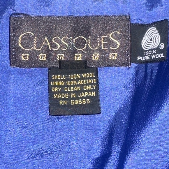 CLASSIQUES Women’s Vintage Blue 100% Wool Blazer Size M - Picture 5 of 7